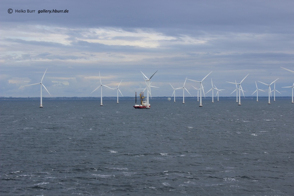 Fahrt an einem Offshore-Windpark vorbei